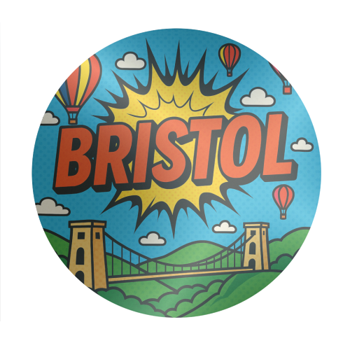 Bristol Pop Art - Circle Sticker by Ms Doodle