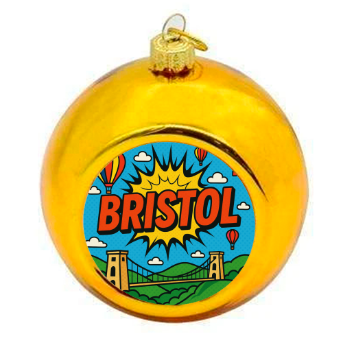 Bristol Pop Art - colourful christmas bauble by Ms Doodle