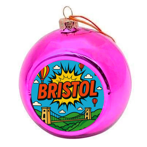 Bristol Pop Art - colourful christmas bauble by Ms Doodle