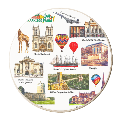 Bristol Watercolour Landmarks - personalised beer coaster by AP