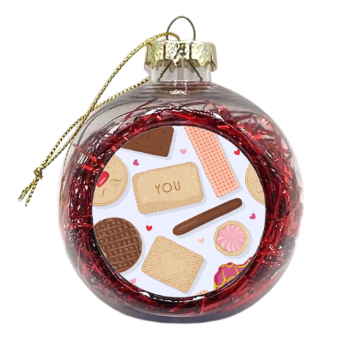 British biscuits love pattern - xmas bauble by The Girl Next Draw