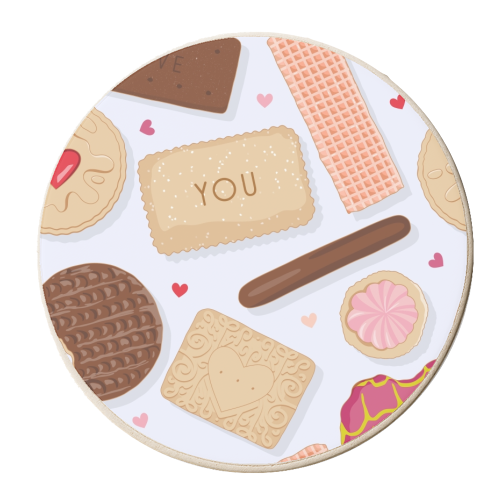 British biscuits love pattern - personalised beer coaster by The Girl Next Draw