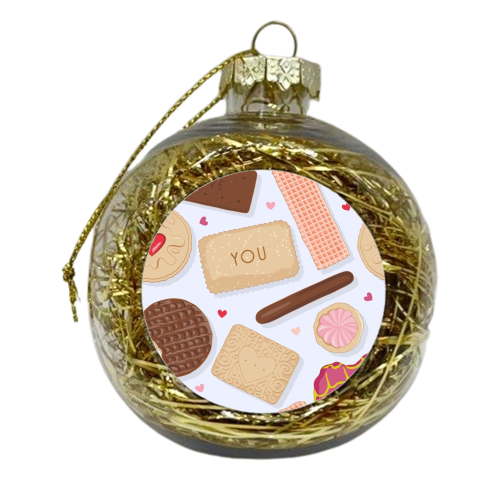 British biscuits love pattern - xmas bauble by The Girl Next Draw