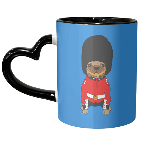 British Bulldog London Guard in bearskin hat - unique mug by Lisa Wardle