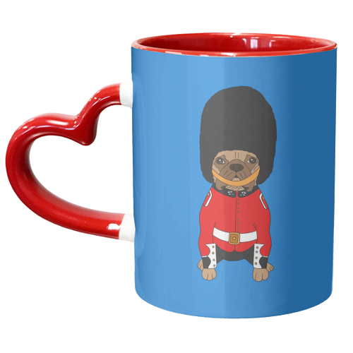 British Bulldog London Guard in bearskin hat - unique mug by Lisa Wardle
