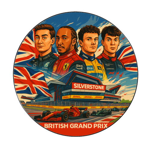 British Racing Drivers - Circle Sticker by Ms Doodle