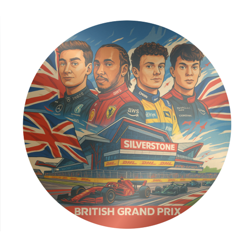 British Racing Drivers - Circle Sticker by Ms Doodle