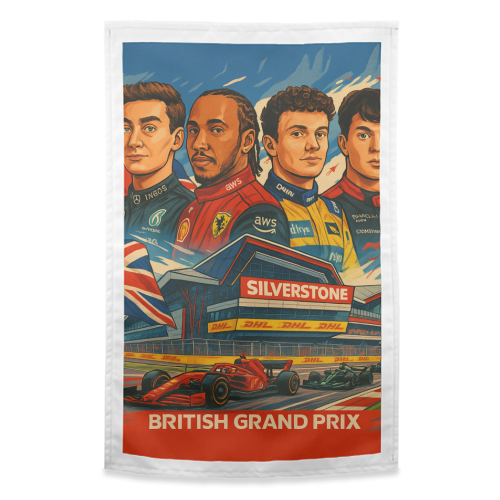 British Racing Drivers - funny tea towel by Ms Doodle