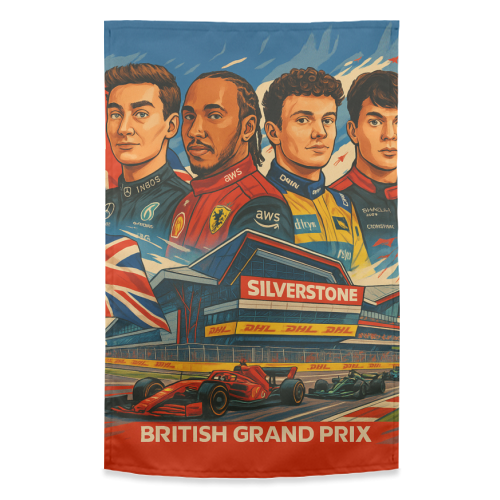 British Racing Drivers - funny tea towel by Ms Doodle