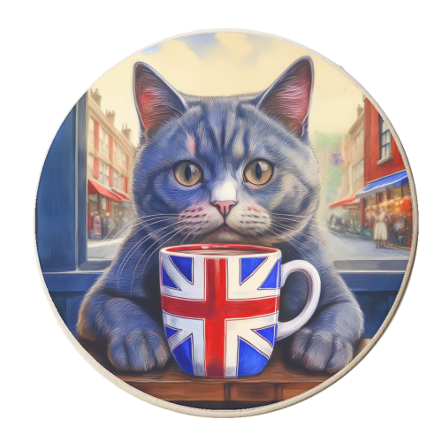British Shorthair - personalised beer coaster by AP