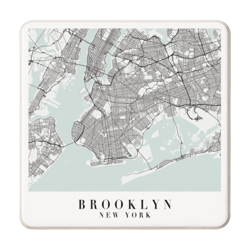 Brooklyn New York Blue Water Street Map - personalised beer coaster by Toni Scott