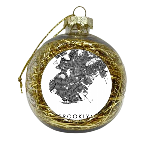 Brooklyn New York Minimal Modern Circle Street Map - xmas bauble by Toni Scott