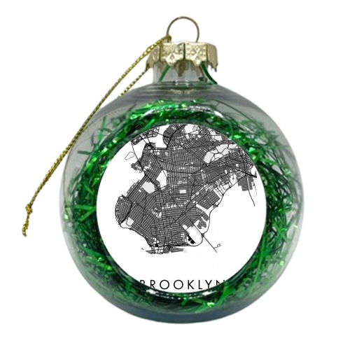 Brooklyn New York Minimal Modern Circle Street Map - xmas bauble by Toni Scott