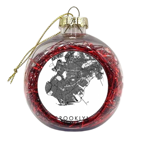 Brooklyn New York Minimal Modern Circle Street Map - xmas bauble by Toni Scott