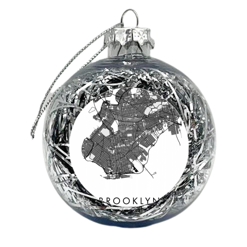 Brooklyn New York Minimal Modern Circle Street Map - xmas bauble by Toni Scott