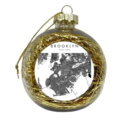 Brooklyn New York Minimal Modern Street Map - xmas bauble by Toni Scott