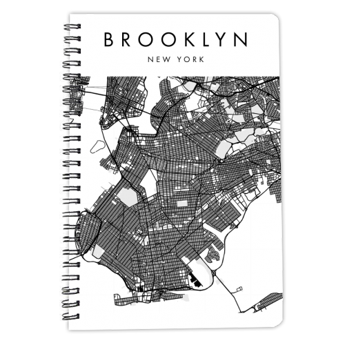 Brooklyn New York Minimal Modern Street Map - personalised A4, A5, A6 notebook by Toni Scott