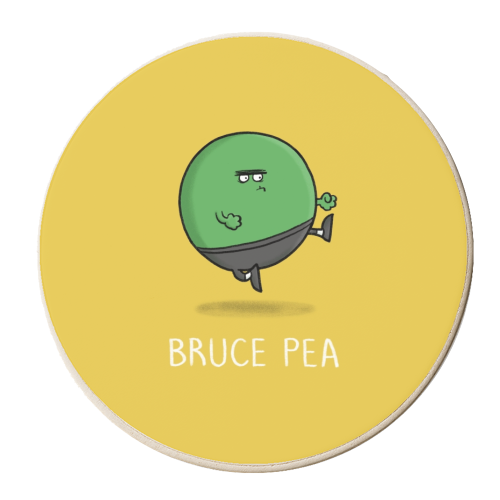 Bruce Pea - personalised beer coaster by Carl Batterbee