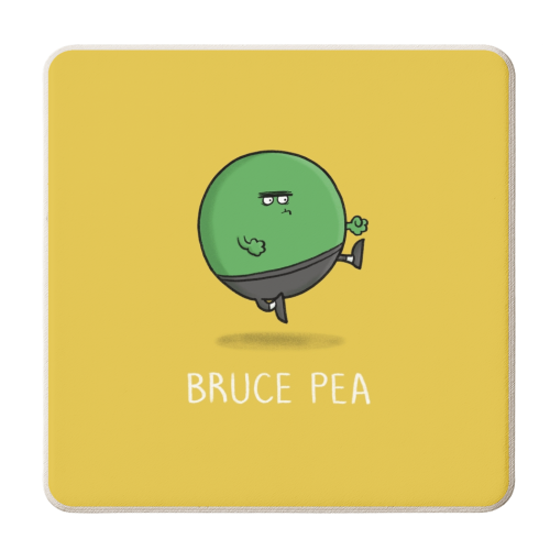 Bruce Pea - personalised beer coaster by Carl Batterbee