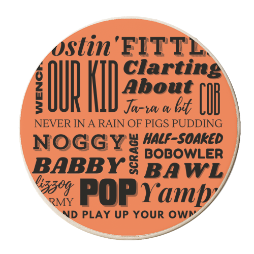 Brummy Sayings - Orange - personalised beer coaster by AP