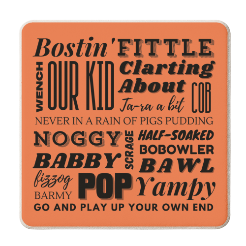 Brummy Sayings - Orange - personalised beer coaster by AP