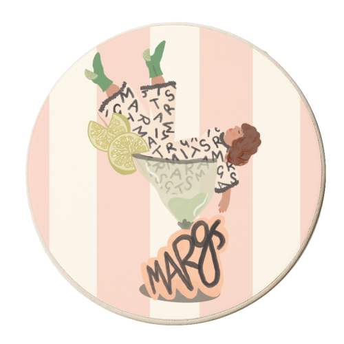 Brunette Lime Rita Margarita Cocktail - personalised beer coaster by Steph Pryor