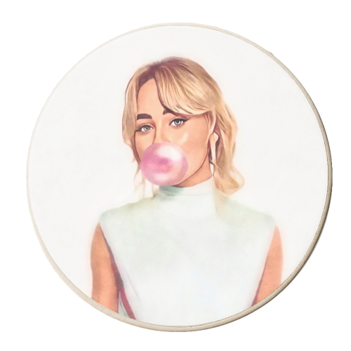 Bubble-gum Sabrina - personalised beer coaster by DOLLY WOLFE