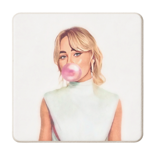 Bubble-gum Sabrina - personalised beer coaster by DOLLY WOLFE