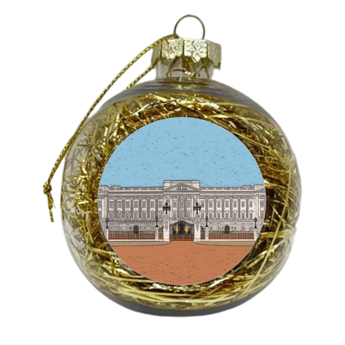 Buckingham Palace Coloured Pencil Illustration - xmas bauble by Adam Regester
