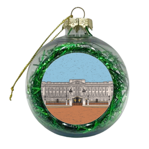 Buckingham Palace Coloured Pencil Illustration - xmas bauble by Adam Regester