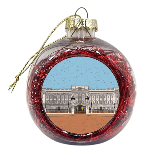 Buckingham Palace Coloured Pencil Illustration - xmas bauble by Adam Regester