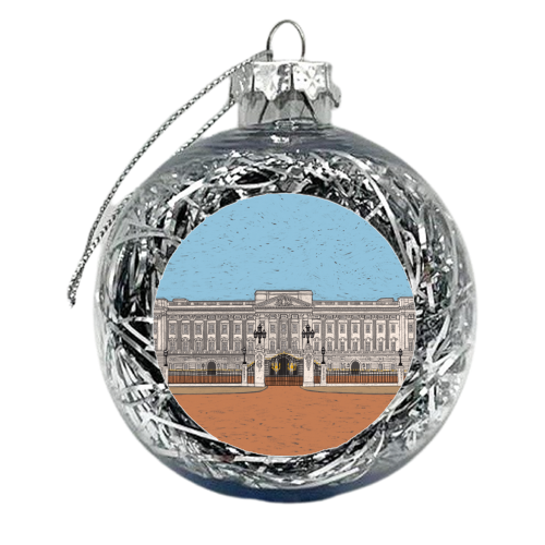Buckingham Palace Coloured Pencil Illustration - xmas bauble by Adam Regester