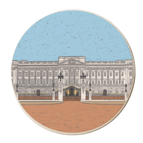 Buckingham Palace Coloured Pencil Illustration - personalised beer coaster by Adam Regester