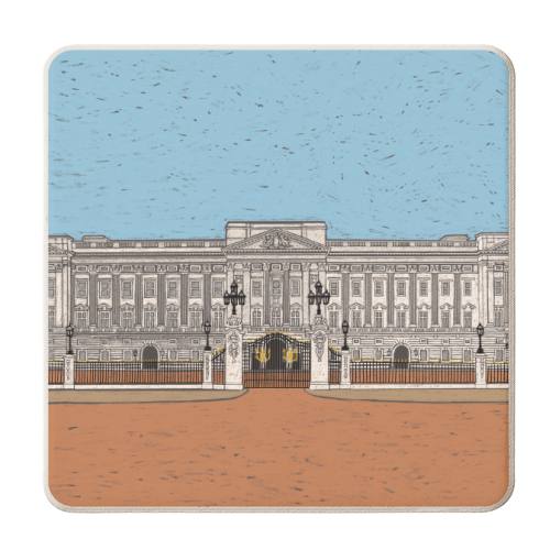 Buckingham Palace Coloured Pencil Illustration - personalised beer coaster by Adam Regester