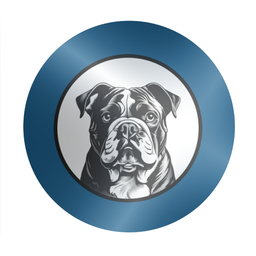 Bulldog Cameo Dog Portrait - Circle Sticker by Adam Regester