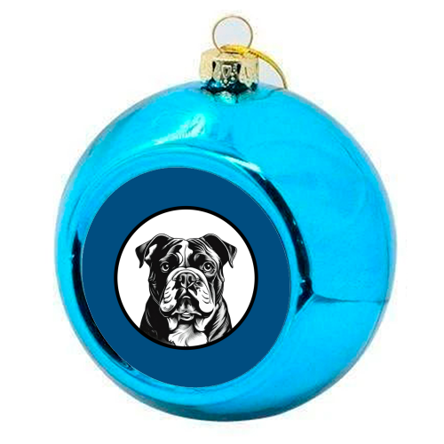 Bulldog Cameo Dog Portrait - colourful christmas bauble by Adam Regester