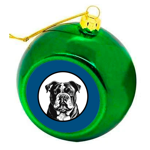 Bulldog Cameo Dog Portrait - colourful christmas bauble by Adam Regester