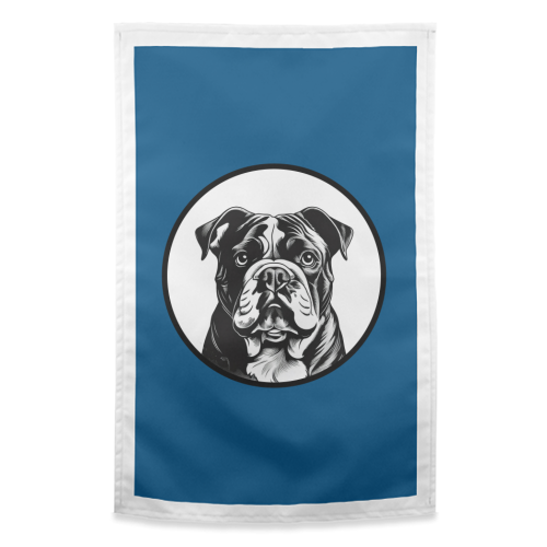 Bulldog Cameo Dog Portrait - funny tea towel by Adam Regester