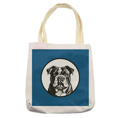 Bulldog Cameo Dog Portrait - printed canvas tote bag by Adam Regester