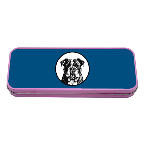 Bulldog Cameo Dog Portrait - tin pencil case by Adam Regester