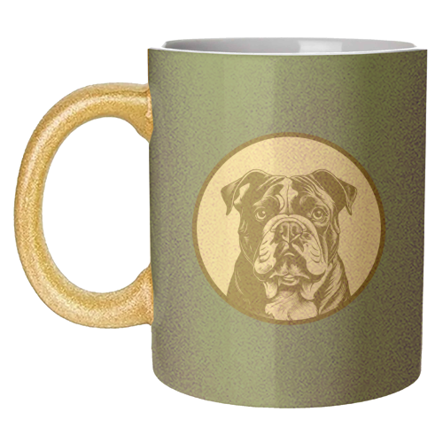 Bulldog Cameo Dog Portrait - unique mug by Adam Regester
