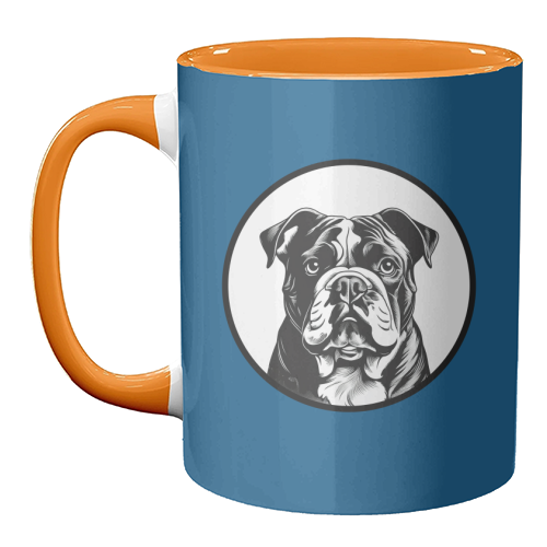 Bulldog Cameo Dog Portrait - unique mug by Adam Regester