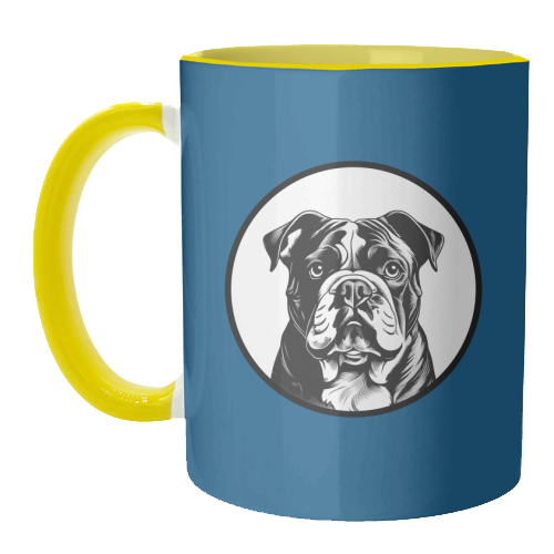 Bulldog Cameo Dog Portrait - unique mug by Adam Regester