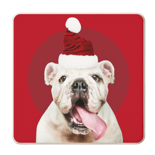 Bulldog Puppy - Christmas - personalised beer coaster by Larissa Grace