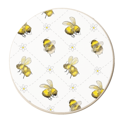 Bumble Bee Pattern - personalised beer coaster by charlotte blunden