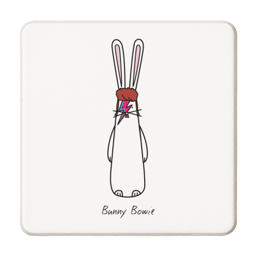 Bunny Bowie - personalised beer coaster by Hoppy Bunnies