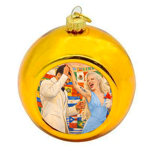 Bunny Gaga Dance - colourful christmas bauble by Ms Doodle