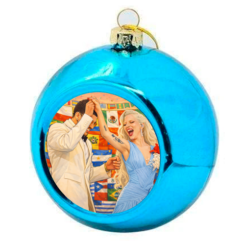 Bunny Gaga Dance - colourful christmas bauble by Ms Doodle