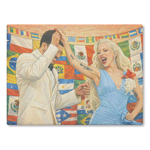 Bunny Gaga Dance - glass chopping board by Ms Doodle