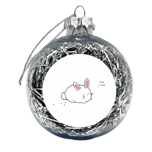 Bunny 'I did a poop' - xmas bauble by Ellie Bednall